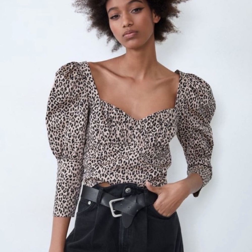 Zara leopard top xs